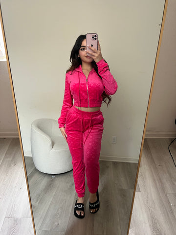 Linny two piece set (hot pink)7009