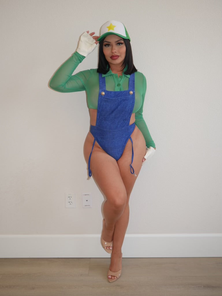 You just got lucky video game costume ( green)3-200