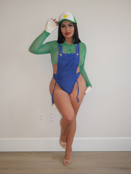 You just got lucky video game costume ( green)3-200