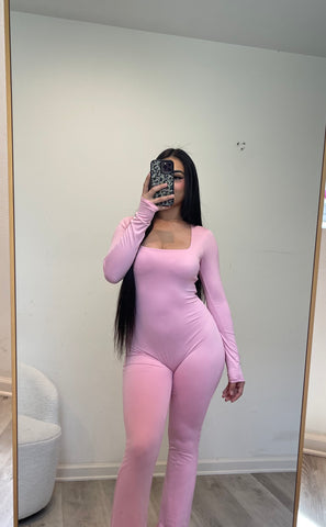 Amaya flare jumpsuit (pink) 1009