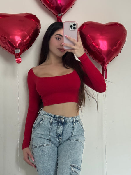 Mels crop double layer top (red) B402