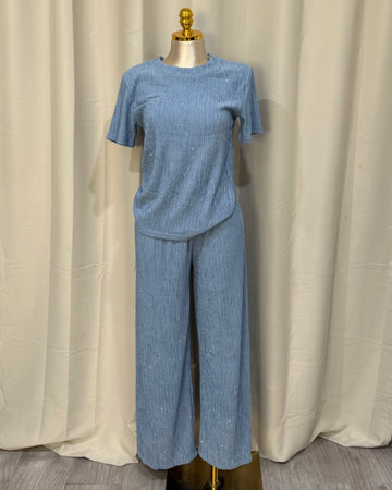 France two piece glitter set (blue)