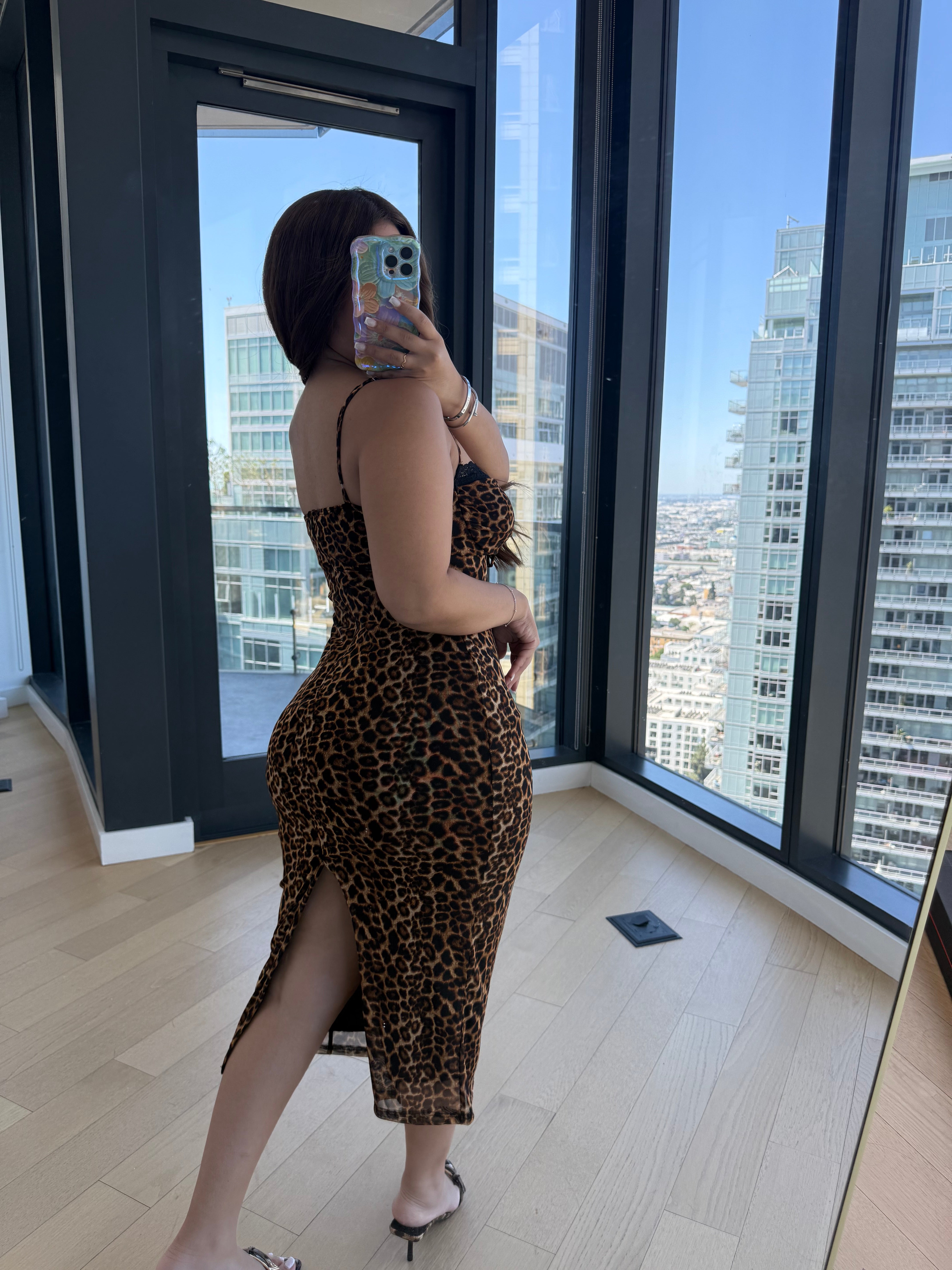 Cheetah dress with slit 3273