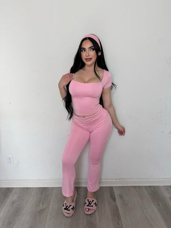 Chelly two piece set with headband 402(pink)