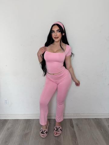Chelly two piece set with headband 402(pink)