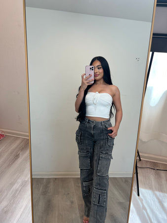 Strapless crop top (off white) 6919