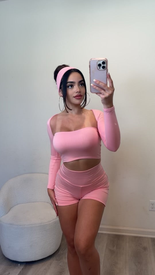 3 piece set with headband (pink) 1567