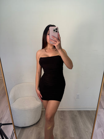 Strapless tube mini dress (black) 6536
