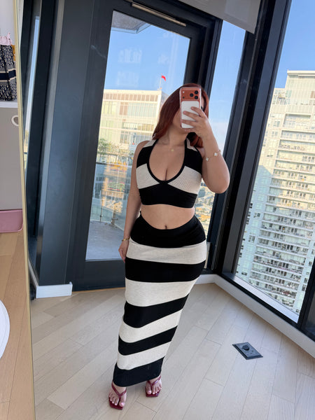 Estrella two piece set 3052 (black and white)
