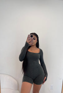 Lucy ribbed romper (army green) 2685
