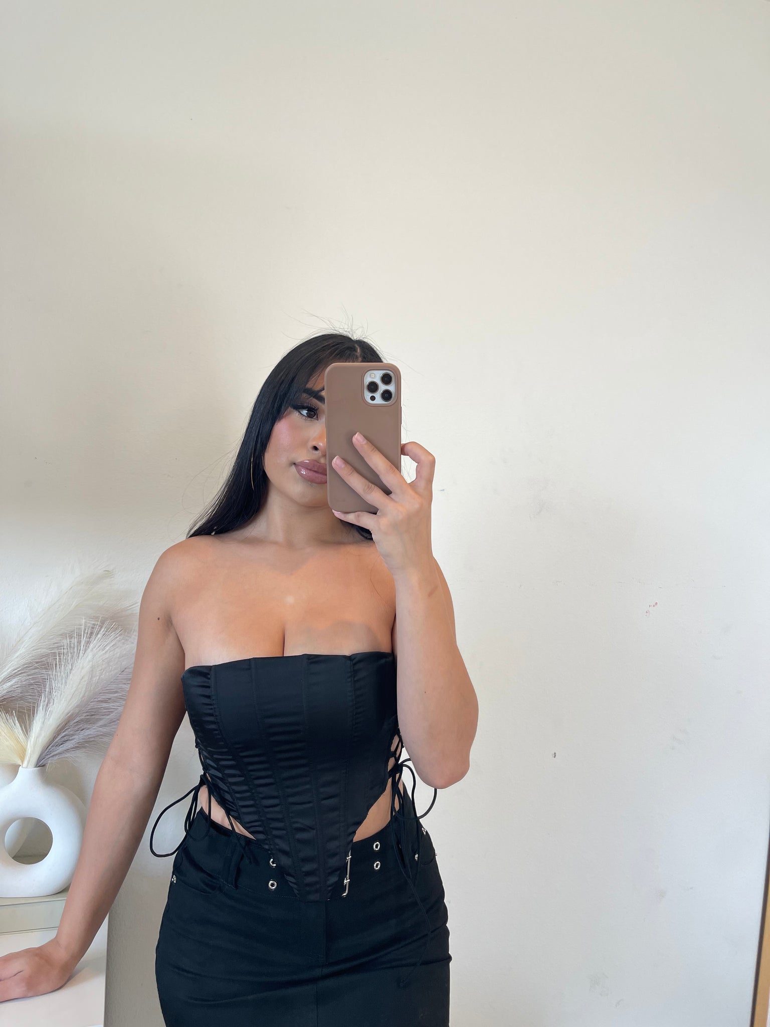 Illusion corset top (black)