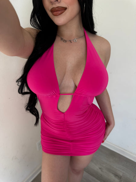 Mels Halter dress (fuchsia) 7898