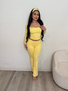 Selena two piece set with headband (yellow) p101*