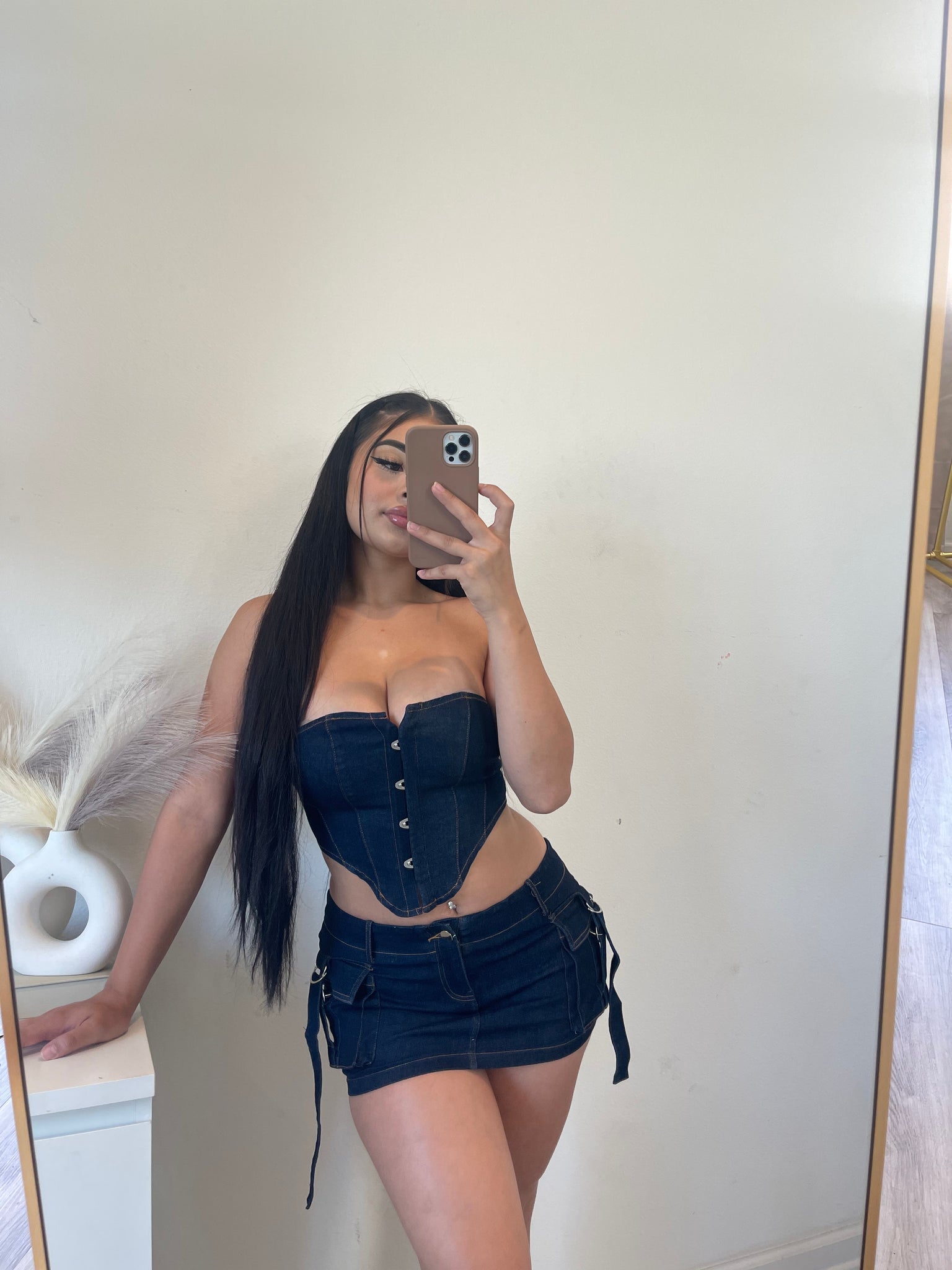 Gigi dark blue denim two piece set 10394