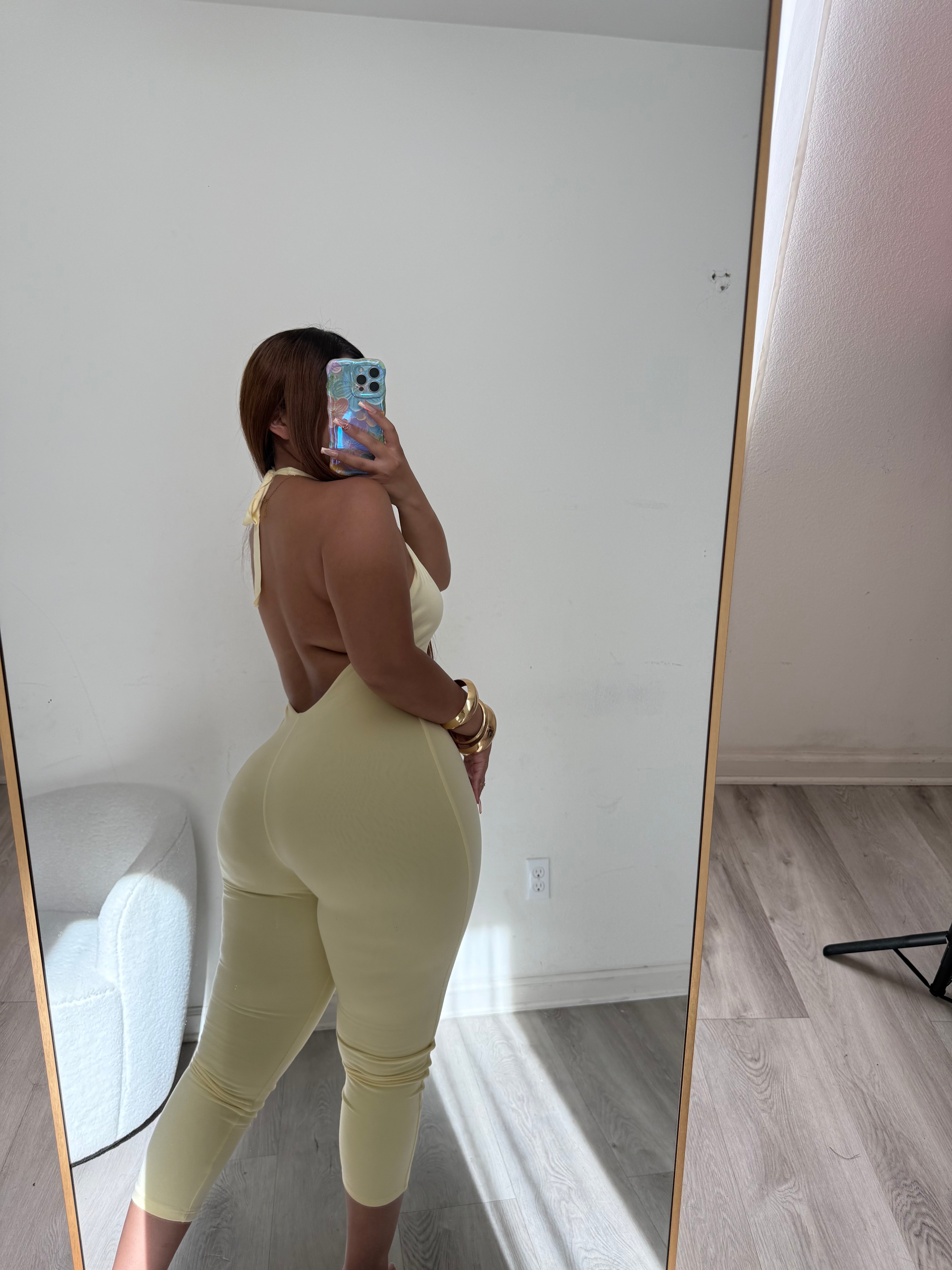 Val halter jumpsuit (light yellow) 7364