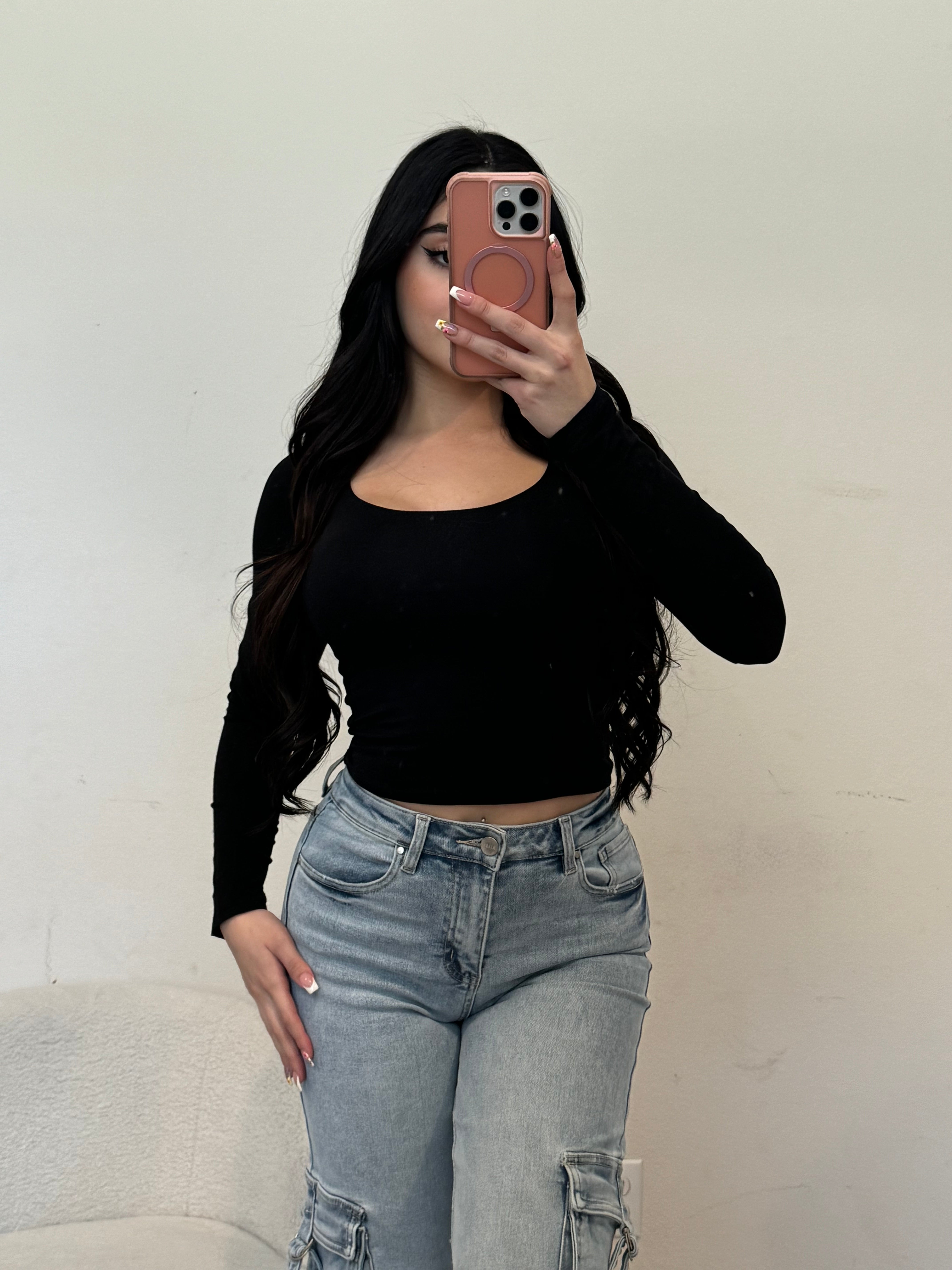 Maddy long sleeve crop top (black)1423