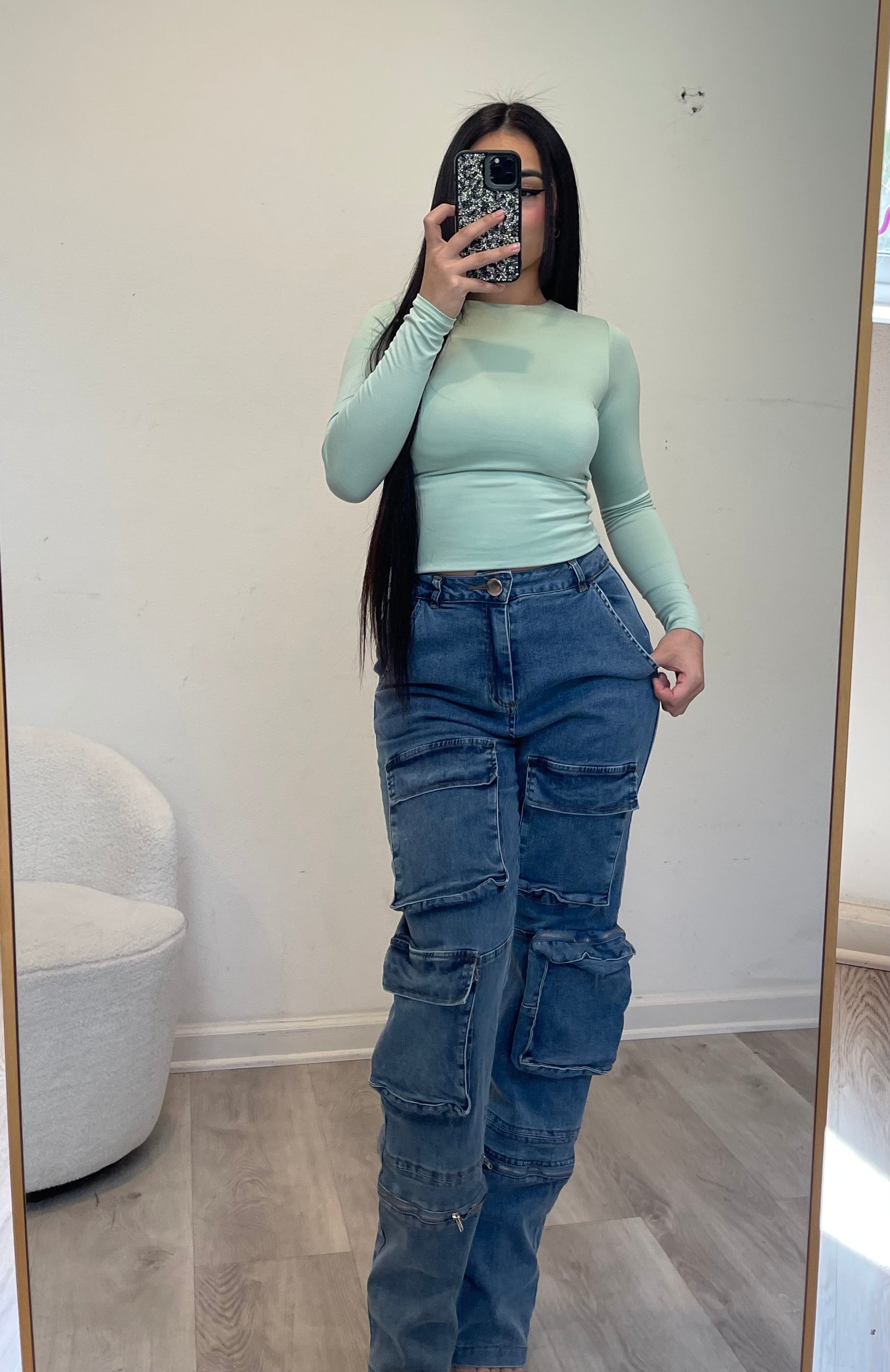 Dezi cargo pants (dark denim) 65174