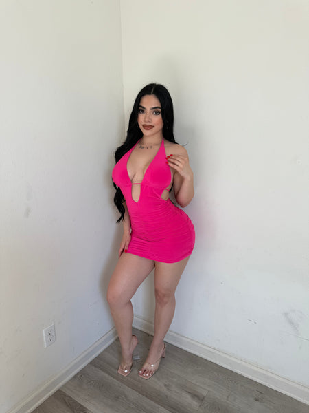 Mels Halter dress (fuchsia) 7898