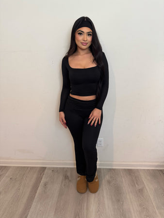 Selena two piece set with headband (black)p101*