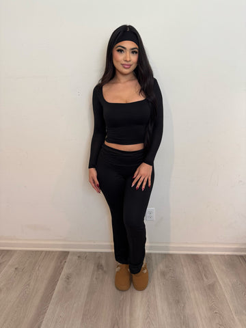Selena two piece set with headband (black)p101*