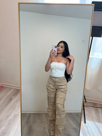 Strapless crop top (off white) 6919