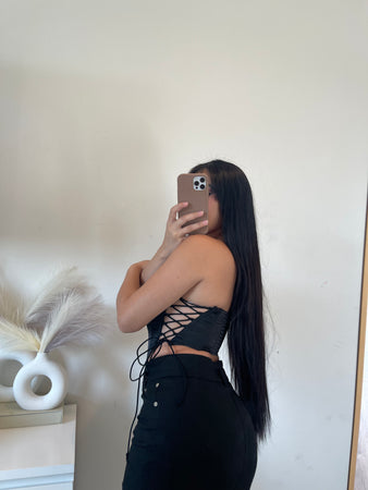 Illusion corset top (black)
