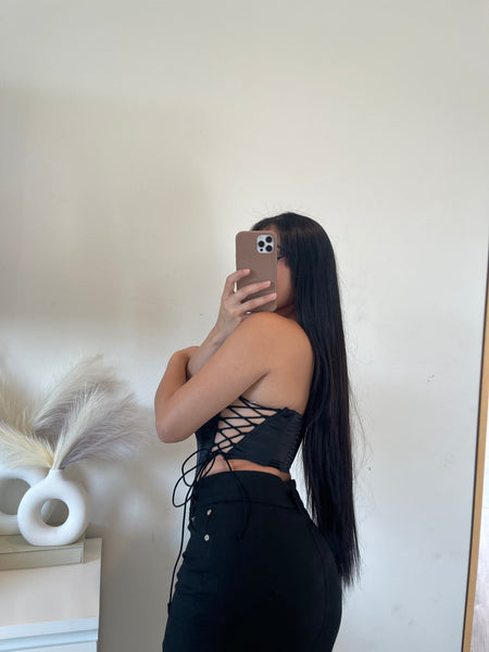 Illusion corset top (black)