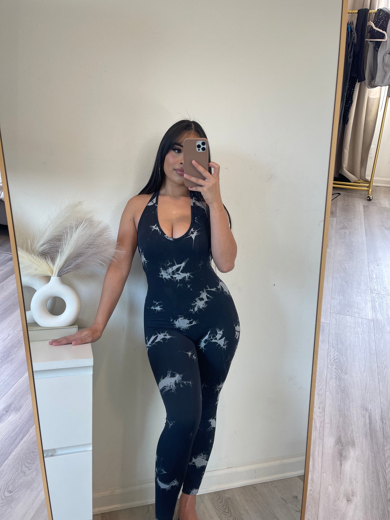 Chef’s kiss jumpsuit (black marble )