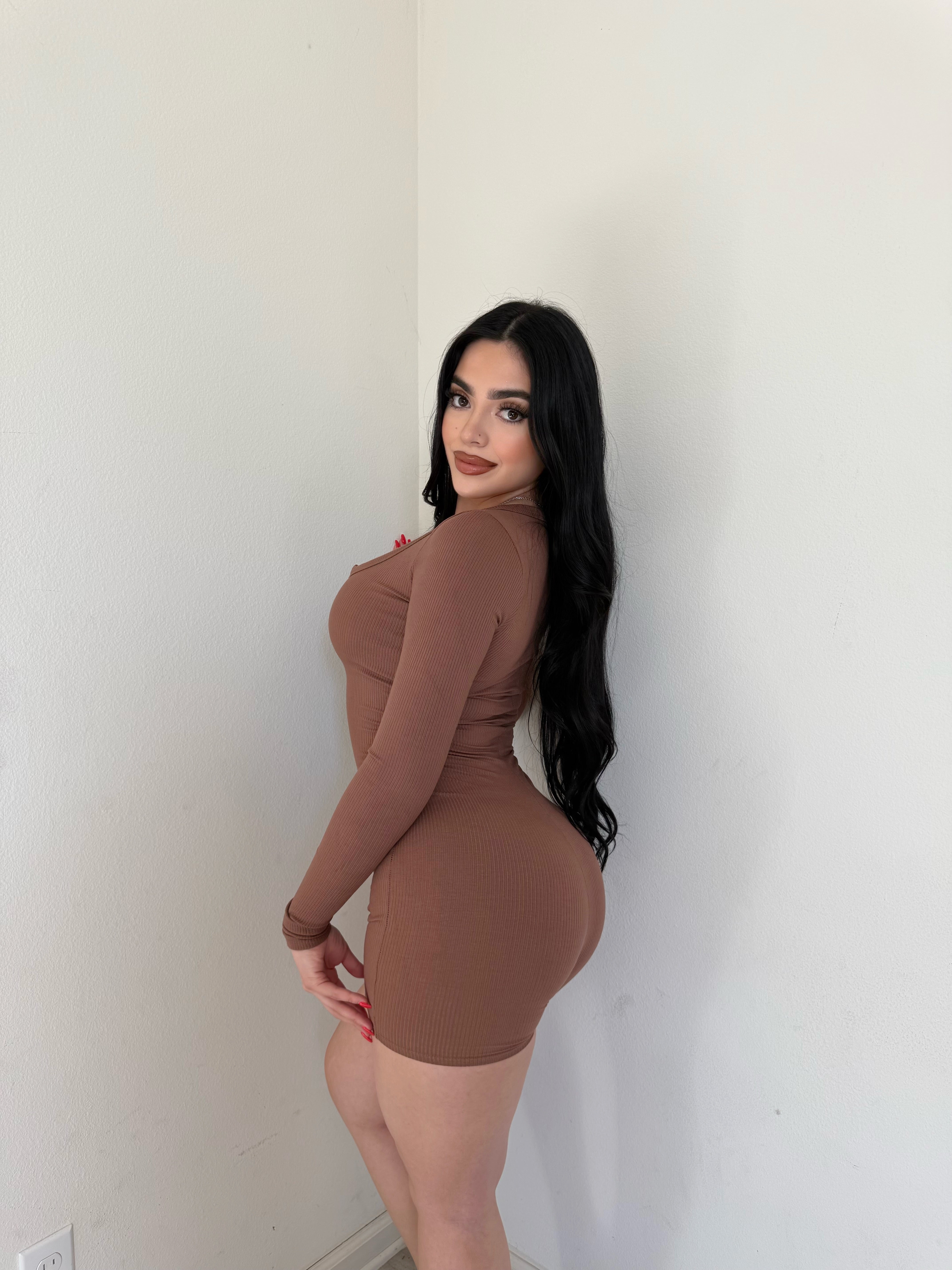 Letzy snatch romper (mocha)2266