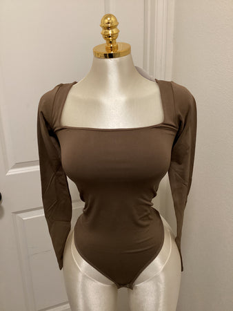 Long sleeve bodysuit (mocha)53718