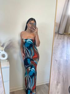 Vivi tube dress (teal brown)