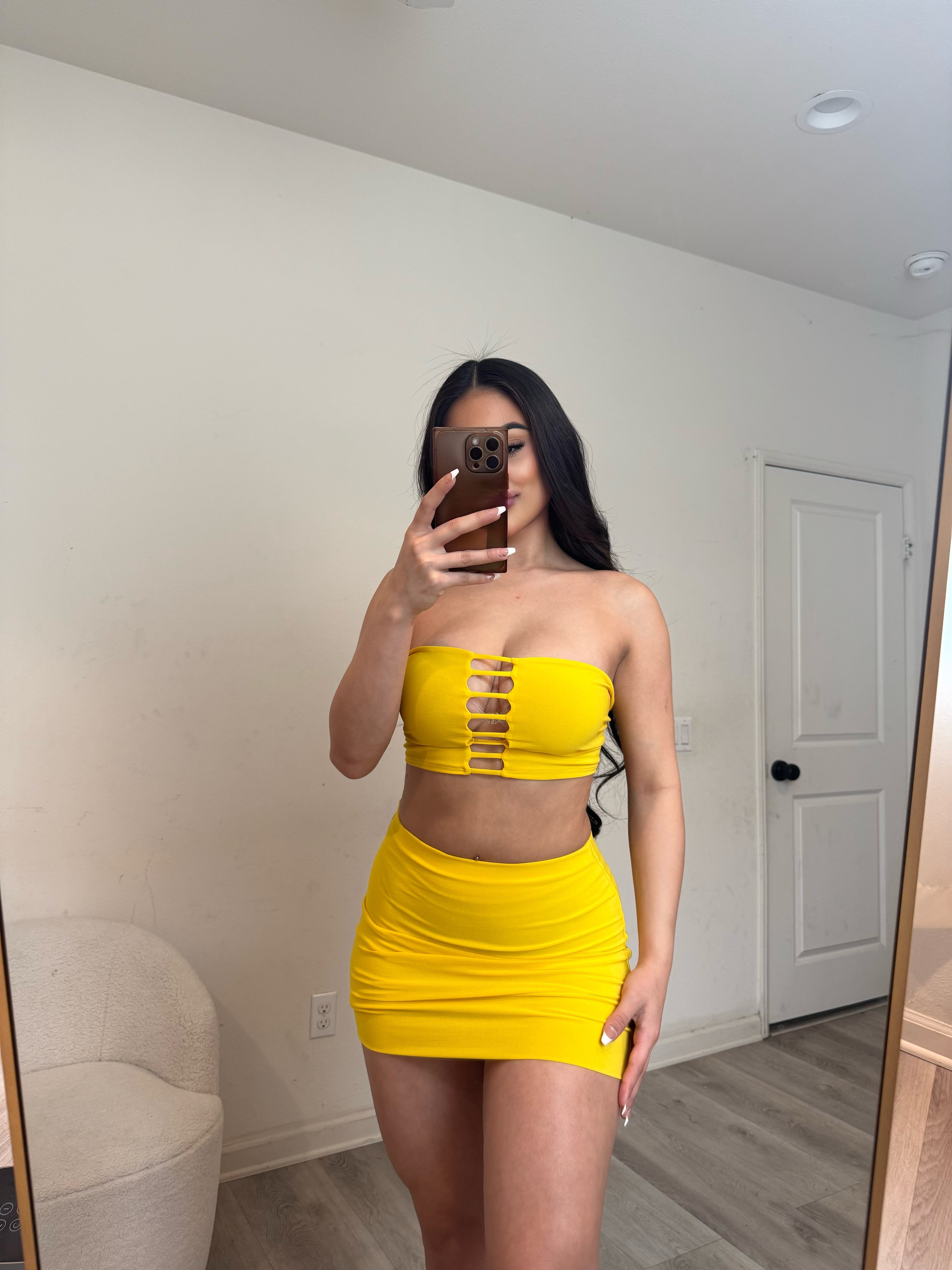 Strapless skirt set (yellow) 6504