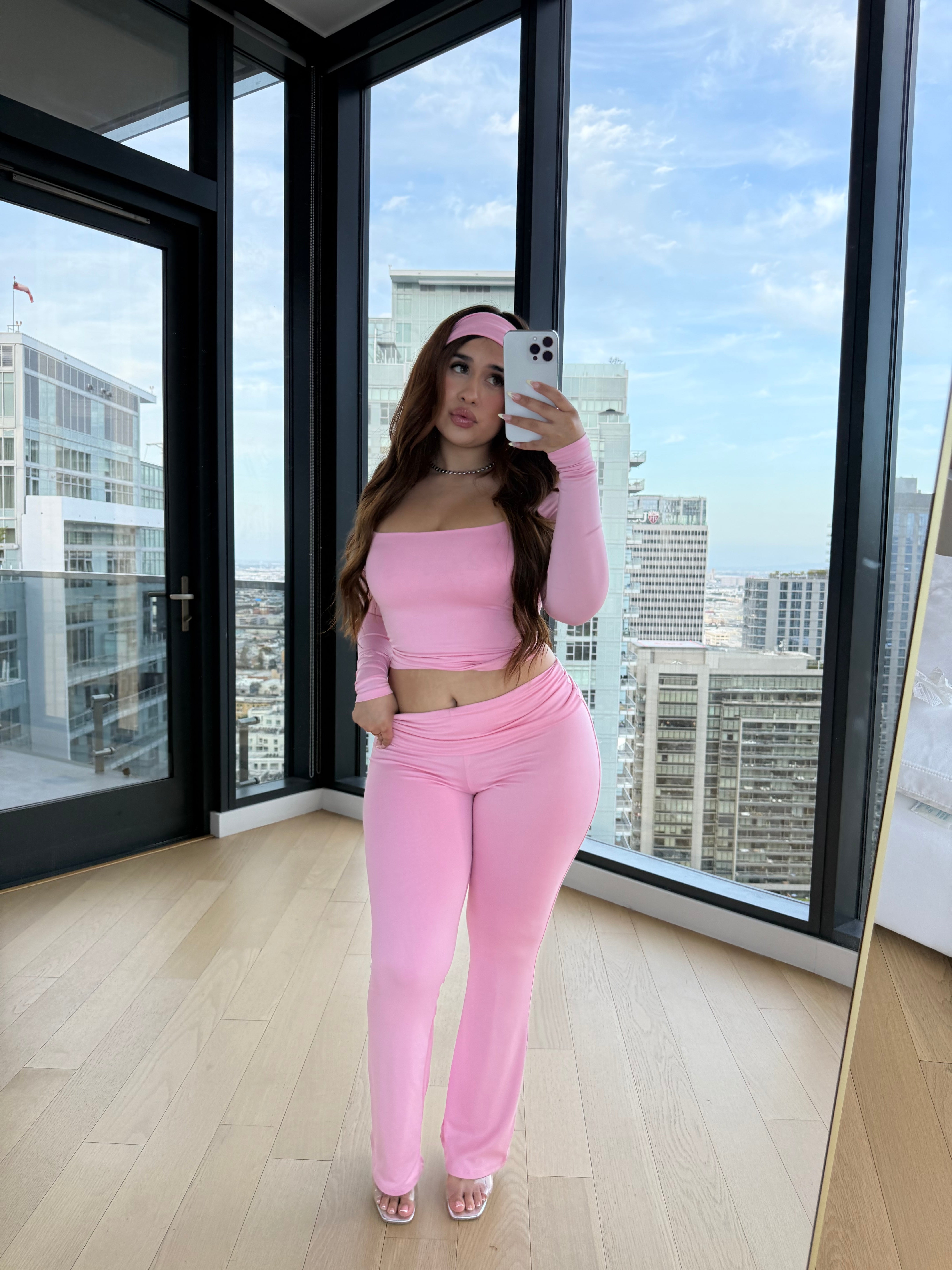 Haily 3 piece set with headband (pink)