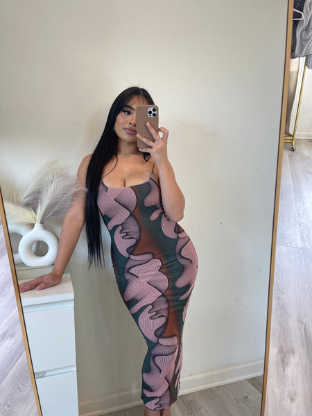 Denisse dress (pink/olive)
