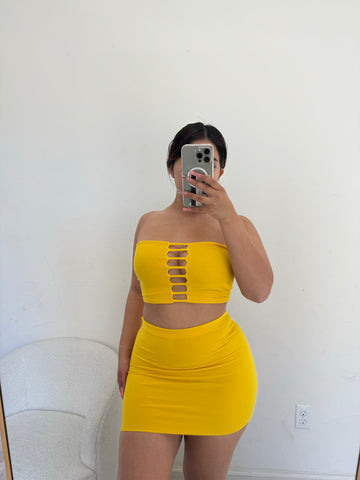 Strapless skirt set (yellow) 6504