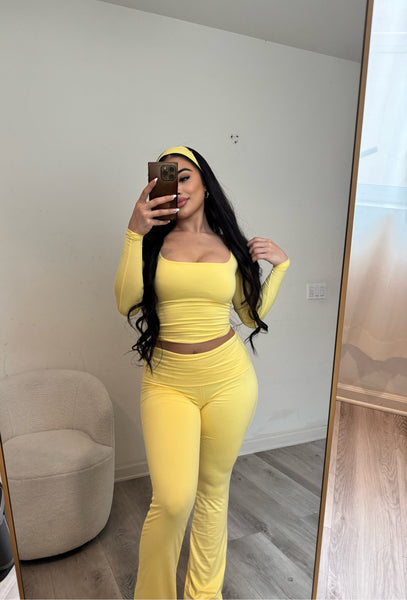 Selena two piece set with headband (yellow) p101*