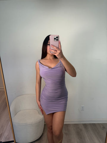 Sleveless open back mini dress (lavender) 6896