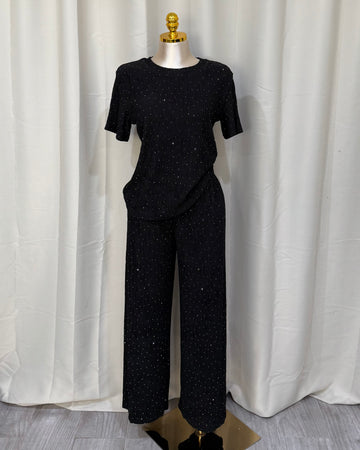 France two piece glitter set (black)
