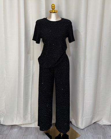 France two piece glitter set (black)