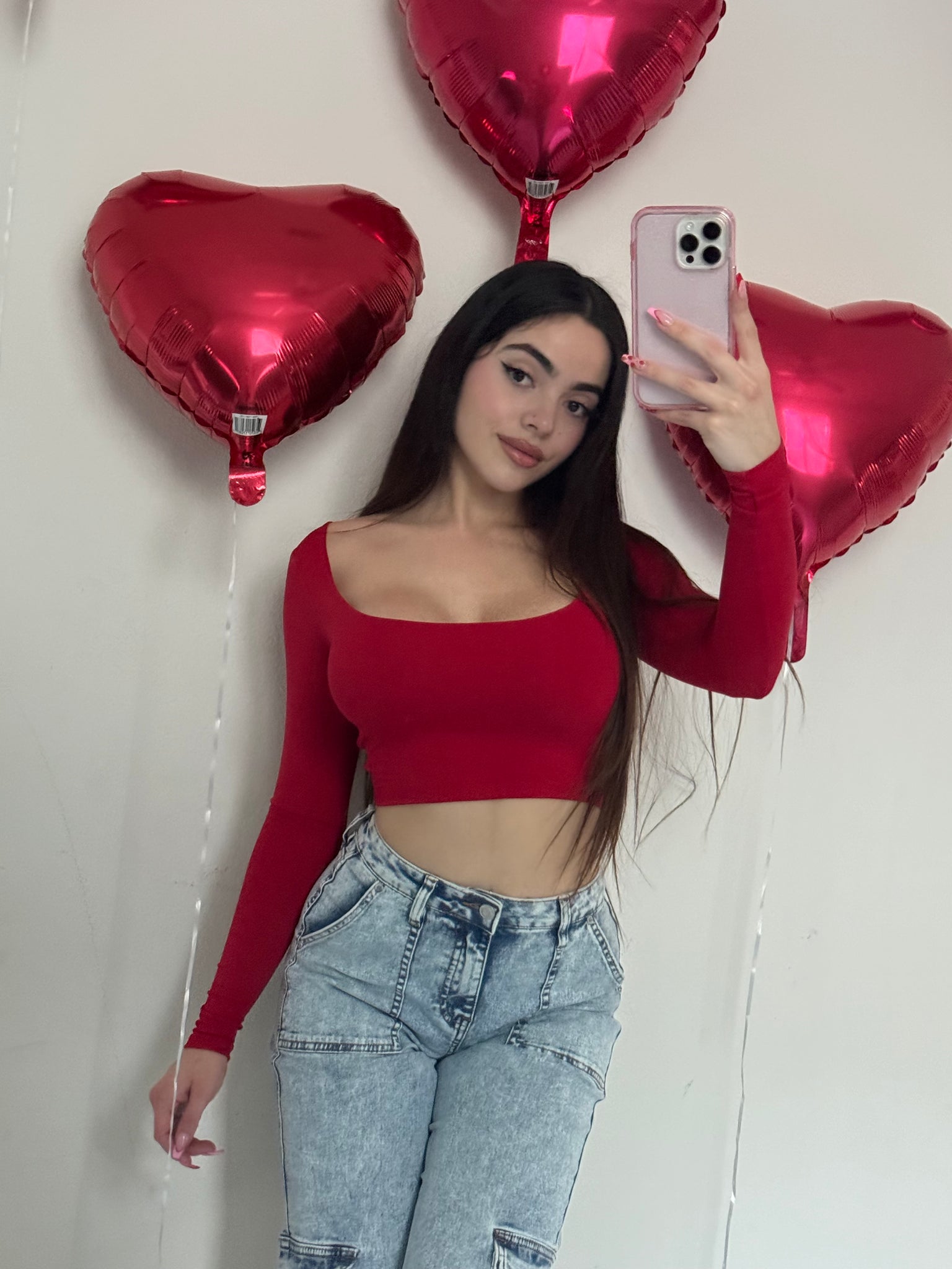 Mels crop double layer top (red) B402