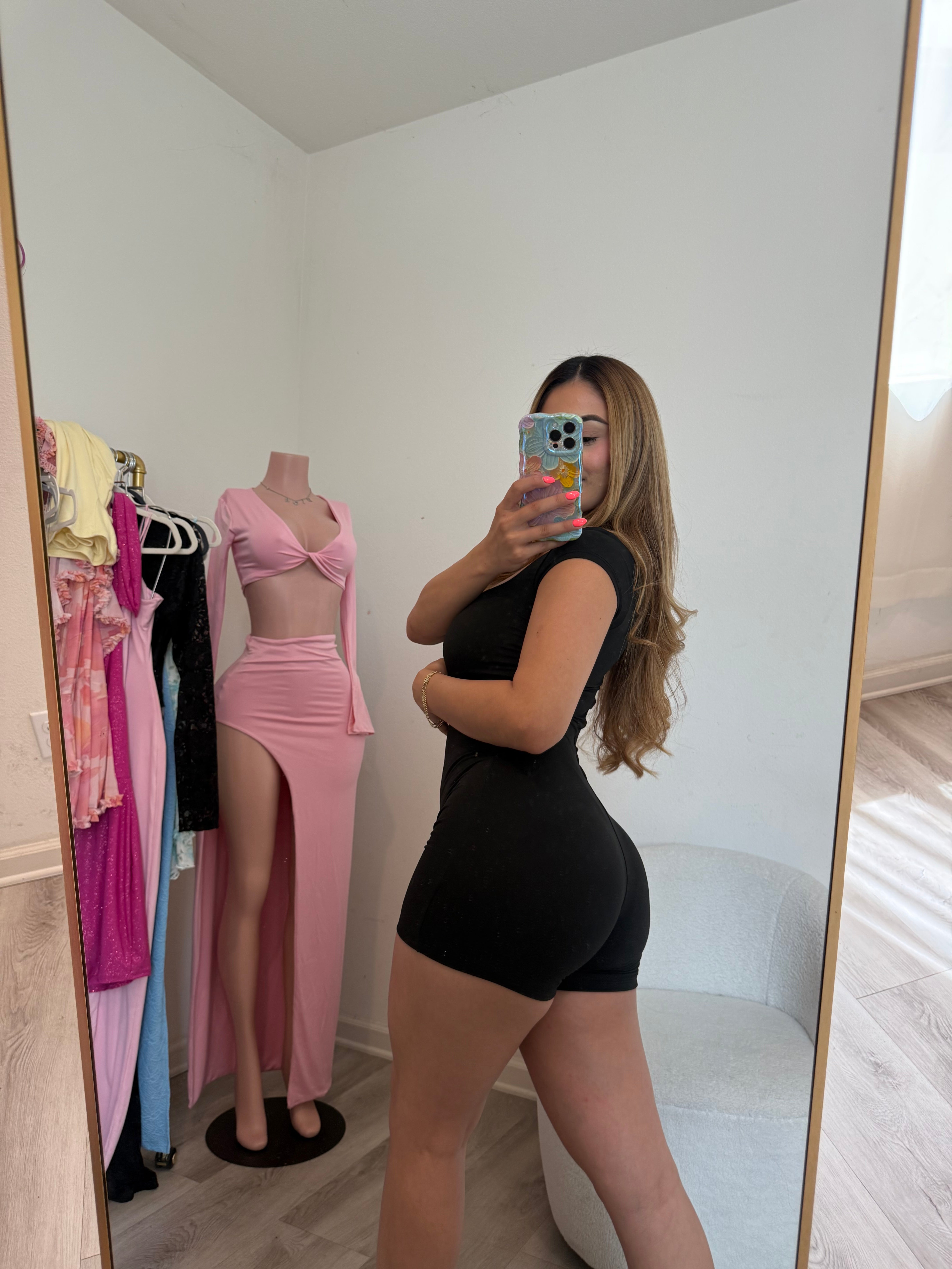Cierra short sleeve romper (black) 7927J