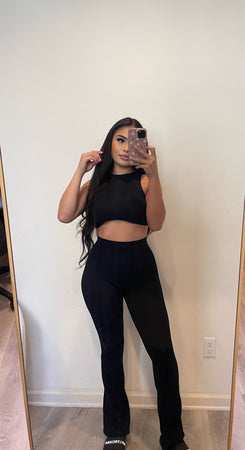 Seamless two piece set  black