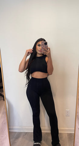 Seamless two piece set  black