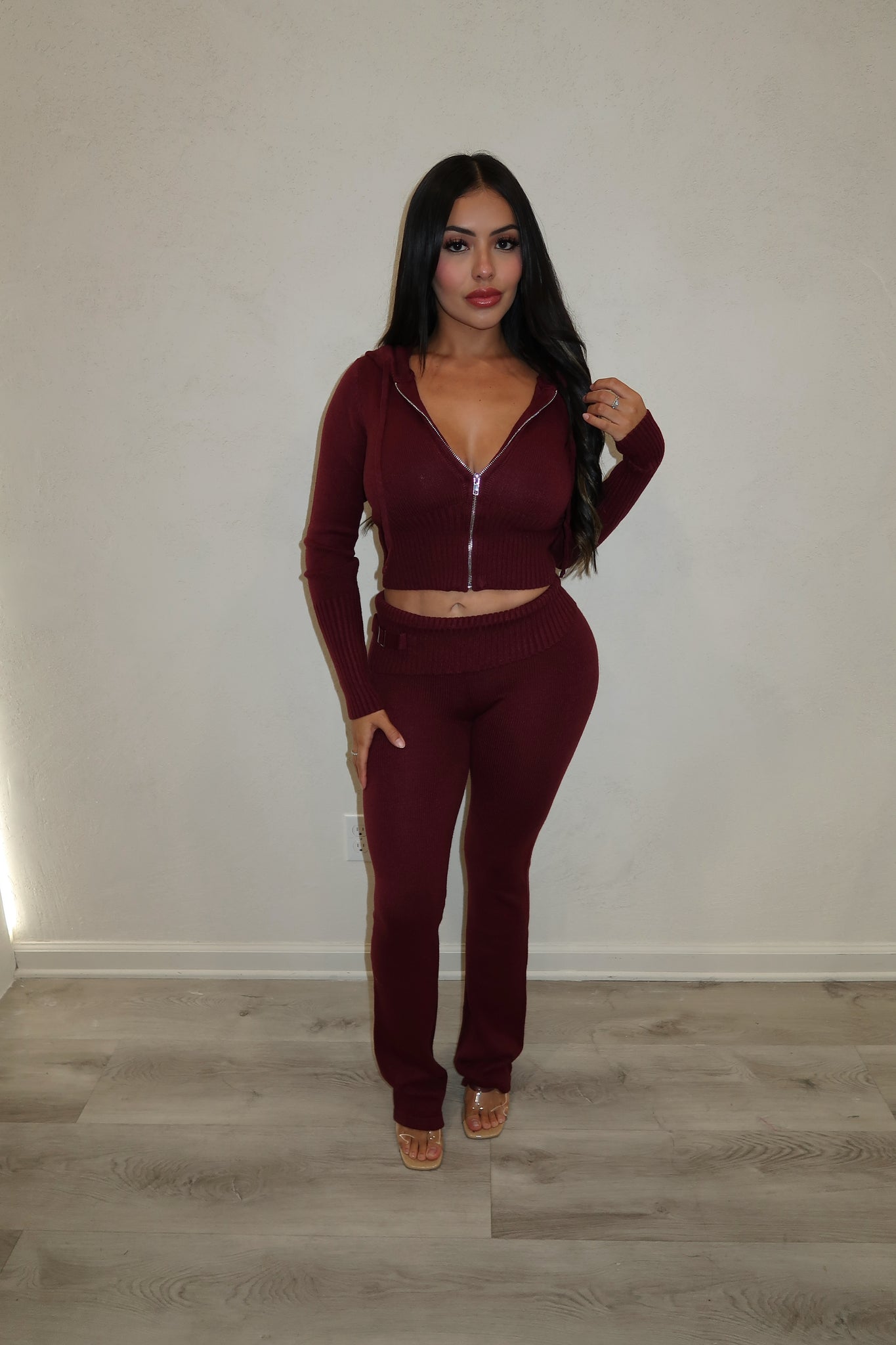 Marissa cozy two piece set (wine)