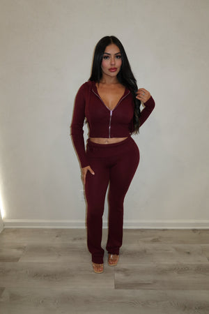 Marissa cozy two piece set (wine)