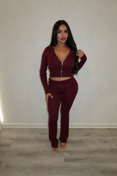 Marissa cozy two piece set (wine)
