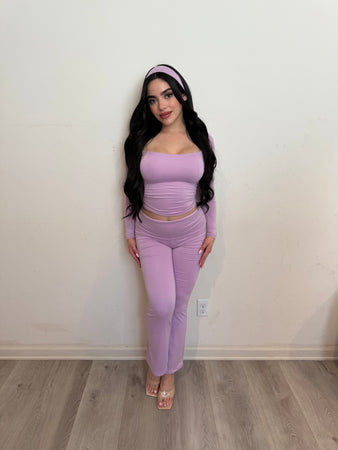 Selena two piece set with headband (lilac) p101*