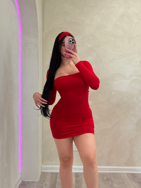 Emmy long sleeve dress with headband (red)1405