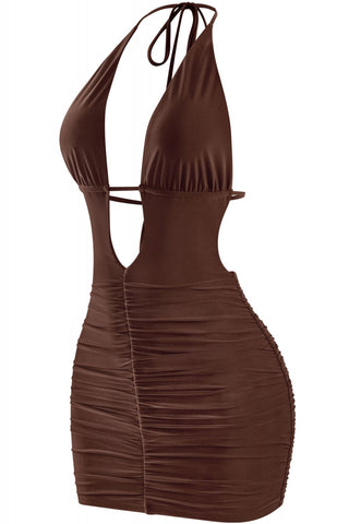 Mels Halter dress (brown )7898