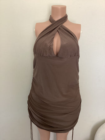 Norma plus size dress ( mocha) 4340